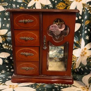 Elegant Wooden Jewelry Box with Mirror
